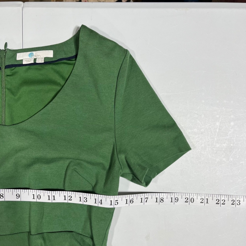 Boden Career Minimalist Ruched Sheath Dress Womens 8 Green Office Neutral Chic - Picture 6 of 10